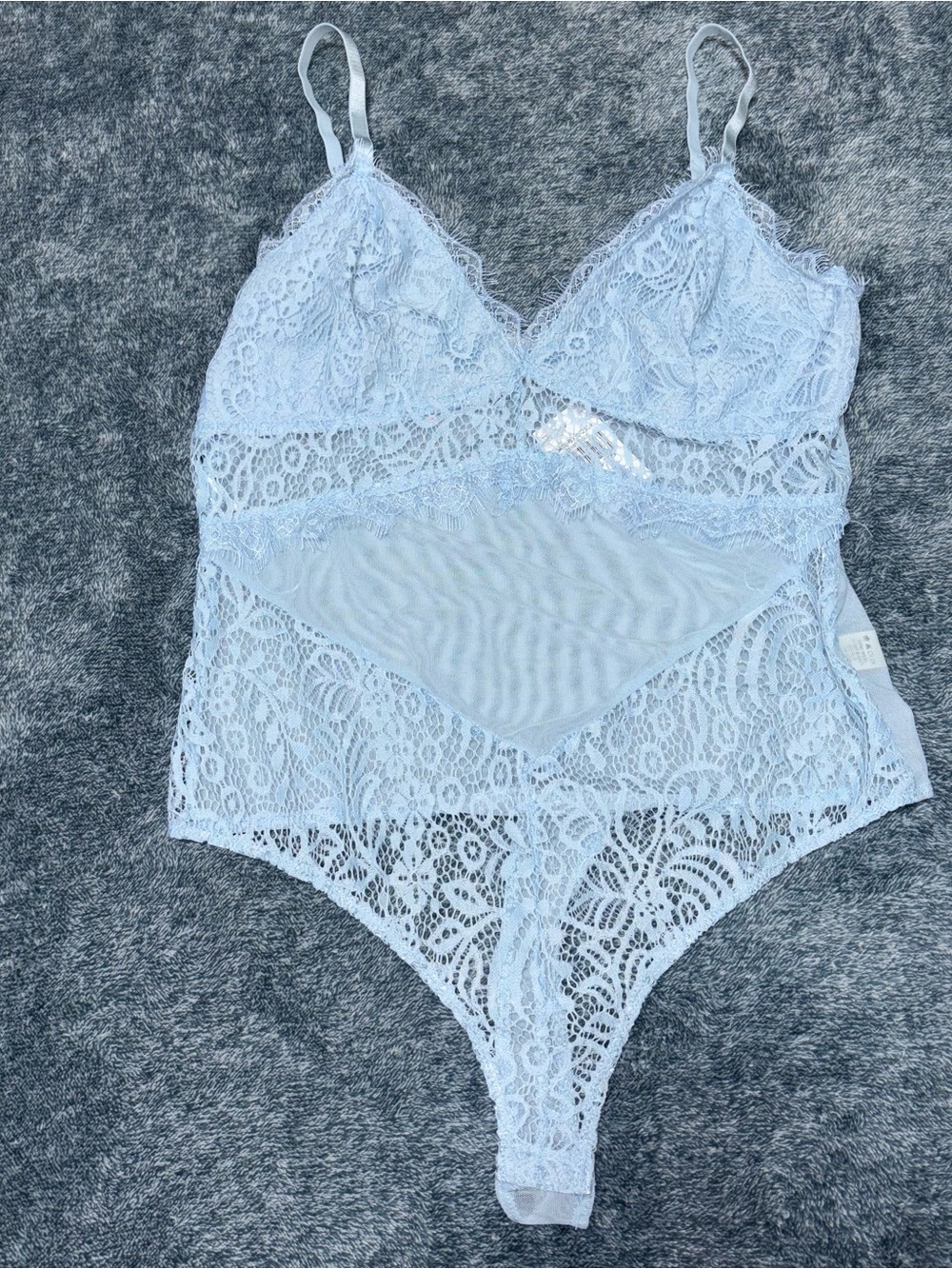 NWT Blashe Baby Blue Lace Bodysuit Size Large